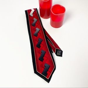 Dimoggio Silk Tie Red Black White Necktie